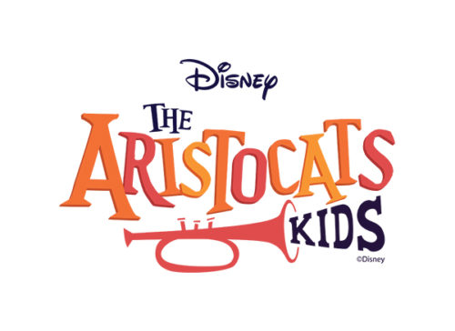 Aristocats logo - words with trumpet